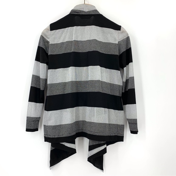 Bianca Nygard Petite Black & Silver Open Front Handkerchief Hem Cardigan, 8P - Picture 11 of 16